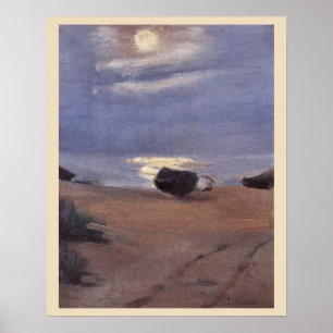 Bots in the Moonlight on Southビーチ、Anna Ancher ポスター