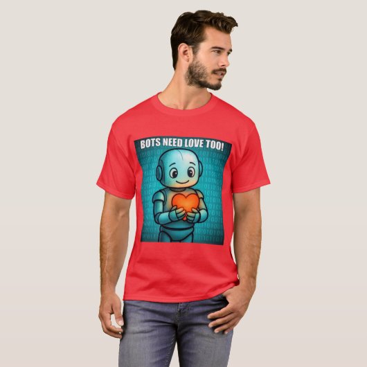 Bots Need Love Too - Men's Bright Red Tシャツ (正面フル)