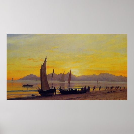 Bots Riather at Sunset, Albert Bierstadt ポスター (正面)