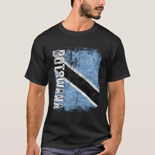 BOTSWANA Flag Vintage Distressed BOTSWANA Tシャツ (正面)