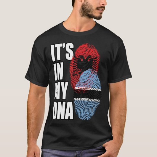 Botswanan And Albanian Mix DNA Flag Heritage Tシャツ (正面)