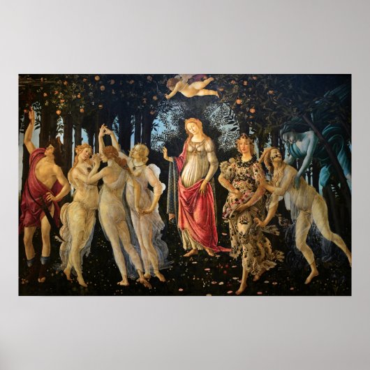 Botticelli Primavera Renaissance Floral Goddess ポスター (正面)