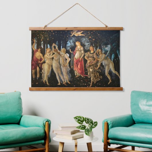 Botticelli Primavera Renaissance Floral Goddess 吊り下げ型タペストリー (リビング)