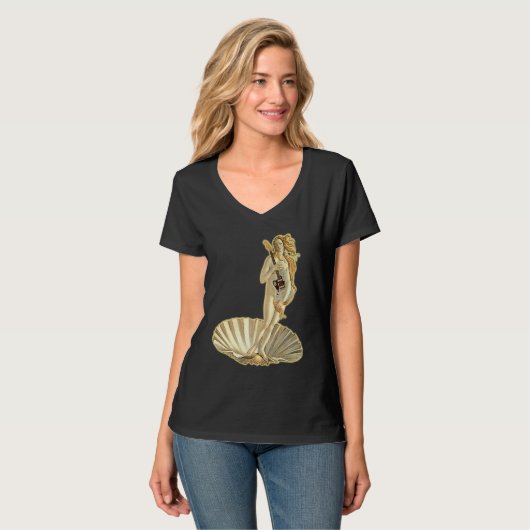 Botticelli Venus With Electric Guitar Rock Guitari Tシャツ (正面フル)