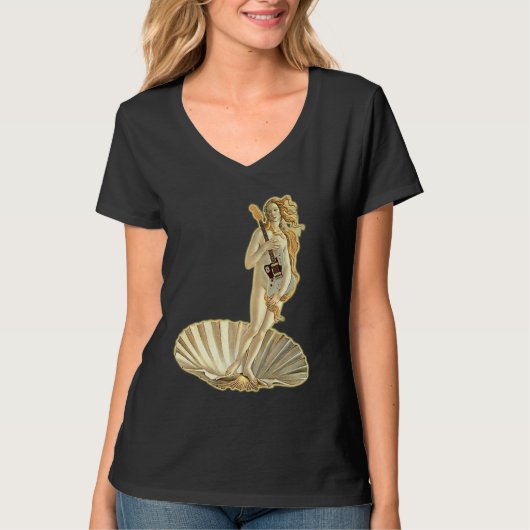 Botticelli Venus With Electric Guitar Rock Guitari Tシャツ (正面)