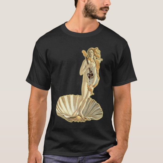Botticelli Venus With Electric Guitar Rock Guitari Tシャツ (正面)