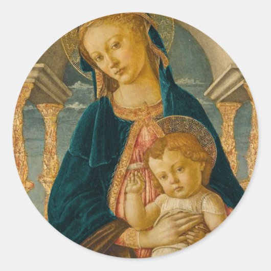 Botticelli Wantageマドンナと子c 1470 ラウンドシール (正面)