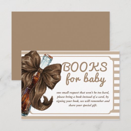Bottle Bow Baby Shower Book Request エンクロージャーカード (正面/裏面)