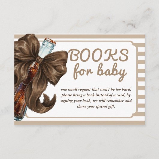 Bottle Bow Baby Shower Book Request エンクロージャーカード (正面)