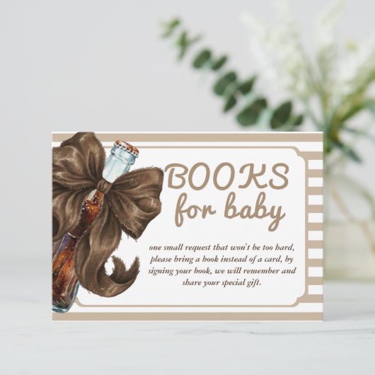 Bottle Bow Baby Shower Book Request エンクロージャーカード (スタンド正面)