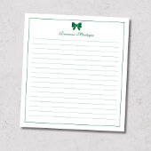 Bottle Green Bow Border Custom Name Lined ノートパッド