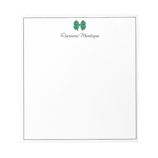 Bottle Green Bow Border Script Custom Name Script ノートパッド (正面)