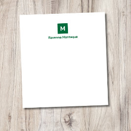 Bottle Green Modern Chic Trendy Monogram Name  ノートパッド