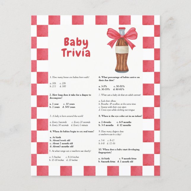 Bottle soda - Baby Trivia | Baby Shower Game (正面)