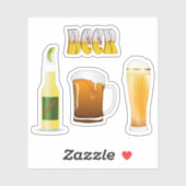 Bottled Beer, Beer Mug, I Love Beer シール (シート)