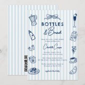 Bottles and Brunch Doodle Baby Shower QR Code 招待状 (正面/裏面)