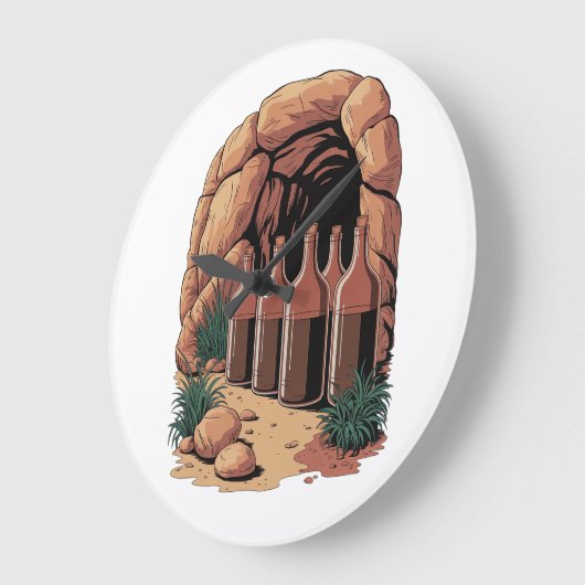 Bottles At A Cave ラージ壁時計 (傾斜)