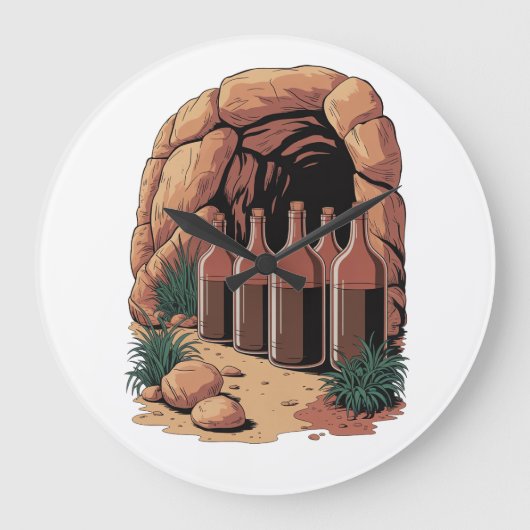 Bottles At A Cave ラージ壁時計 (正面)