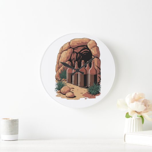 Bottles At A Cave ラージ壁時計 (ホーム)