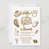 Bottles & Brunch Doodle Boy Baby Shower  招待状 (正面)