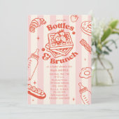 Bottles & Brunch Doodle Pink Girl Baby Shower 招待状 (スタンド正面)