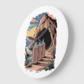 Bottles Near A Cave Entrance  ラージ壁時計 (傾斜)