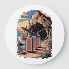 Bottles Near A Cave Entrance  ラージ壁時計