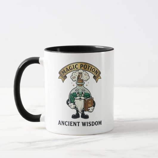 Botto Ancient Wisdom Wizard Magic Potion Owl Retro マグカップ (左)
