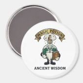 Botto Ancient Wisdom Wizard Magic Potion Owl Retro マグネット (正面/裏面)
