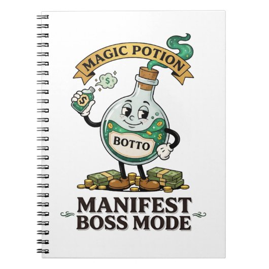 Botto Manifest Boss Mode Retro 1930s Cartoon Potio ノートブック (正面)
