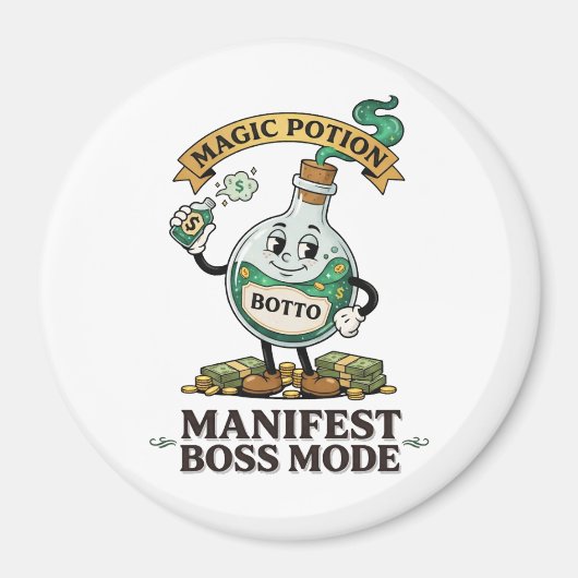 Botto Manifest Boss Mode Retro 1930s Cartoon Potio マグネット (正面)