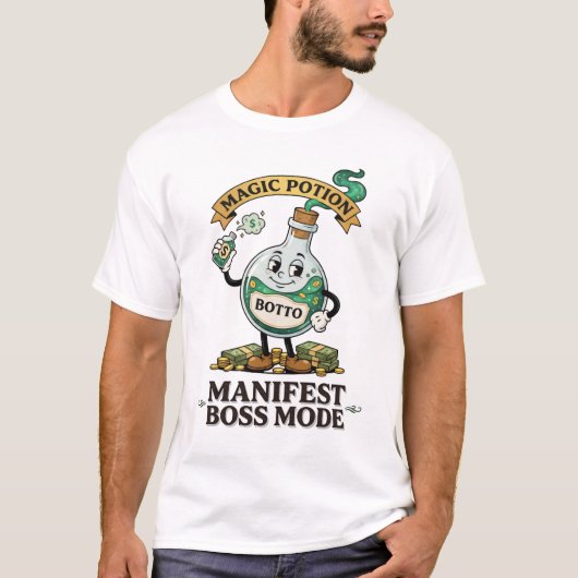 Botto Manifest Boss Mode Retro 1930s Cartoon Potio Tシャツ (正面)