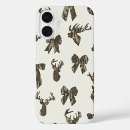 Bottom Lands Camo Coquette Bow for Women Deer Hunt iPhone 16ケース