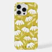Bottom Monogram Initials Dark Gold Floral Pattern iPhoneケース (裏面)