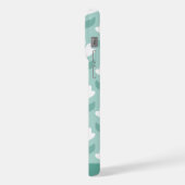 Bottom Monogram Initials Teal Blue Vintage Flowers iPhoneケース (左側面)