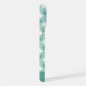 Bottom Monogram Initials Teal Blue Vintage Flowers iPhoneケース (右側面)