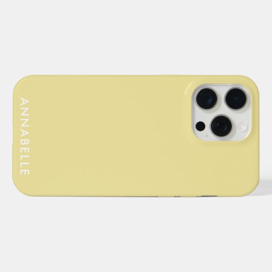 Bottom Monogram Name Light Yellow Minimalist iPhoneケース (裏面横)