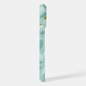 Bottom Monogram Name Teal Blue Floral Pattern iPhoneケース (右側面)
