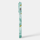 Bottom Monogram Name Teal Blue Floral Pattern iPhoneケース (左側面)