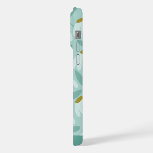 Bottom Monogram Name Teal Blue Floral Pattern iPhoneケース (左側面)