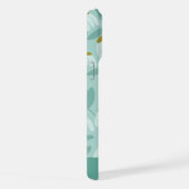 Bottom Monogram Name Teal Blue Floral Pattern iPhoneケース (右側面)