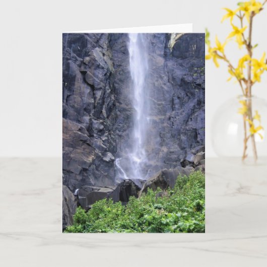 Bottom of Bridalveil秋, Yosemite, CA カード (黄色い花)