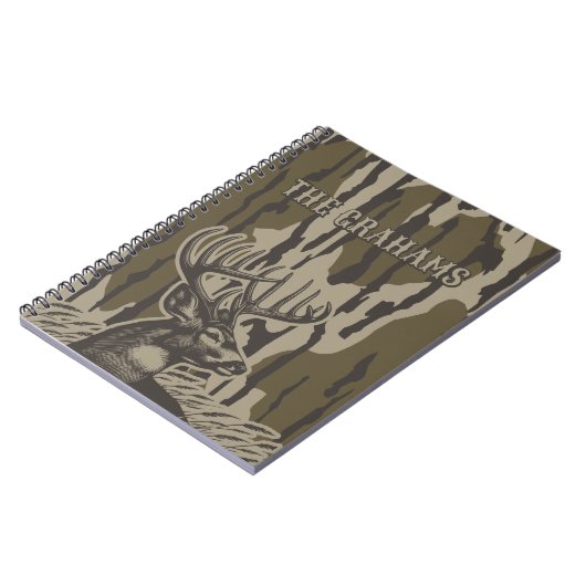 Bottomland迷彩柄ファミリジャーナルのカスタマイズ可能な名前 ノートブック (左側)
