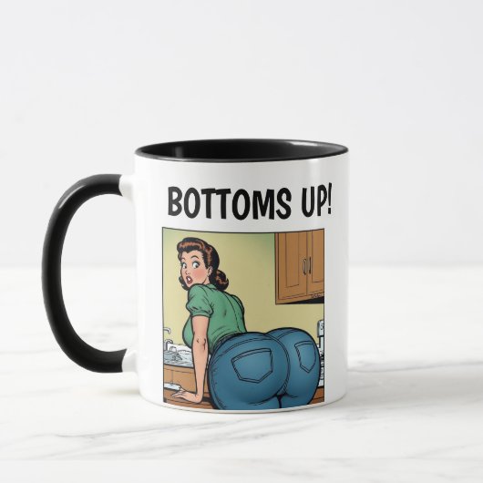 BOTTOMS UP! BIG BUTT GIRL COFFEE MUG マグカップ (左)