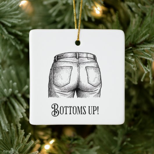 Bottoms Up! Funny White Elephant Gift Christmas セラミックオーナメント (ツリー)