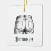 Bottoms Up! Funny White Elephant Gift Christmas セラミックオーナメント (左)