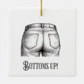 Bottoms Up! Funny White Elephant Gift Christmas セラミックオーナメント (裏面)