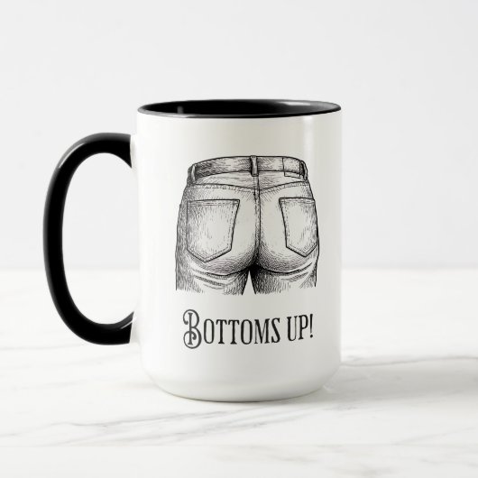 Bottoms Up! Funny White Elephant Gift Christmas マグカップ (左)