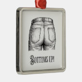 Bottoms Up! Funny White Elephant Gift Christmas メタルオーナメント (右)