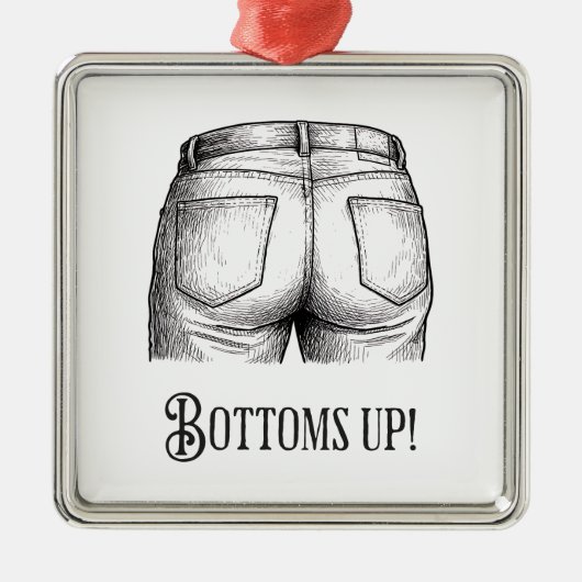 Bottoms Up! Funny White Elephant Gift Christmas メタルオーナメント (正面)